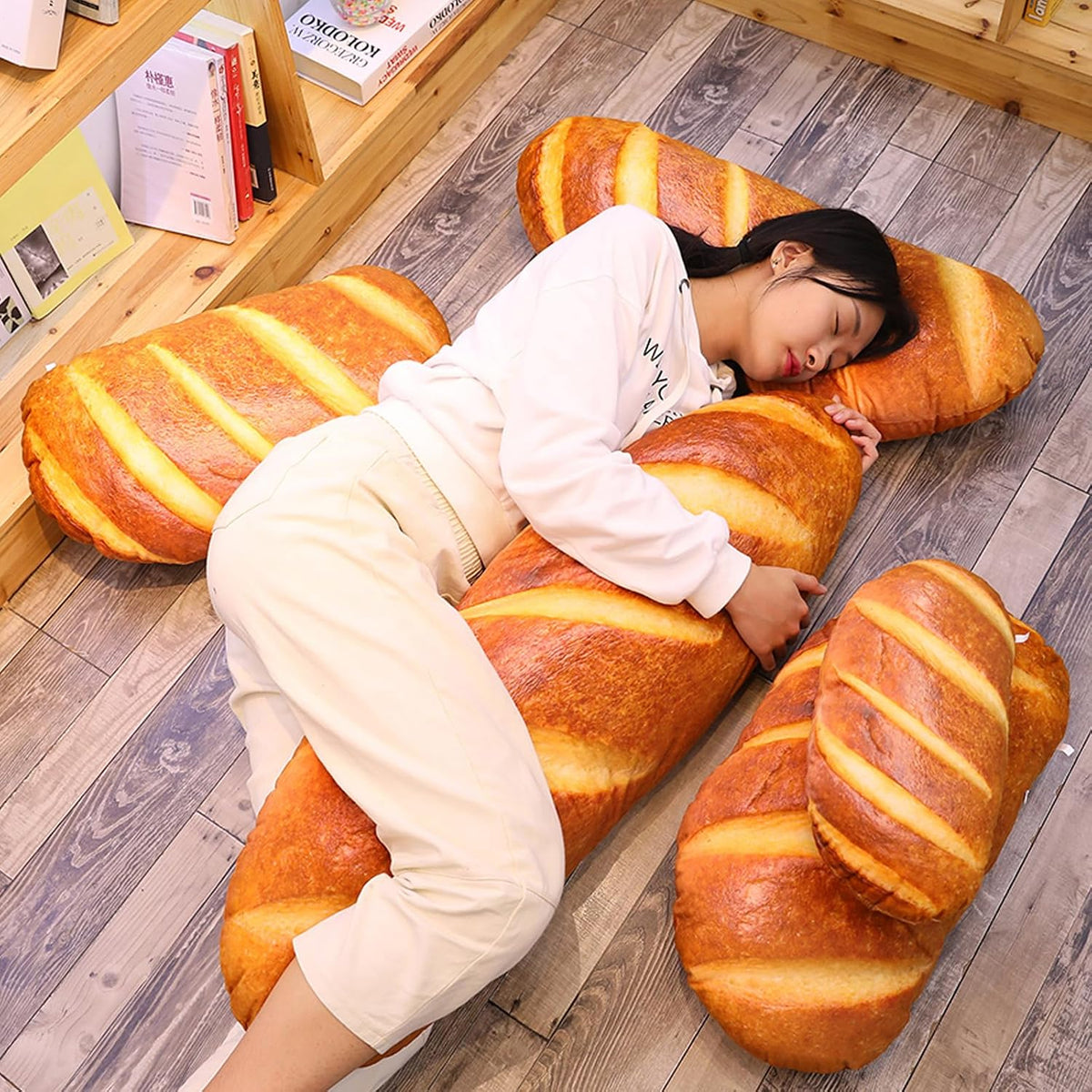 Levenkeness - Almohada de pan 3D de simulación, cojín lumbar suave,...