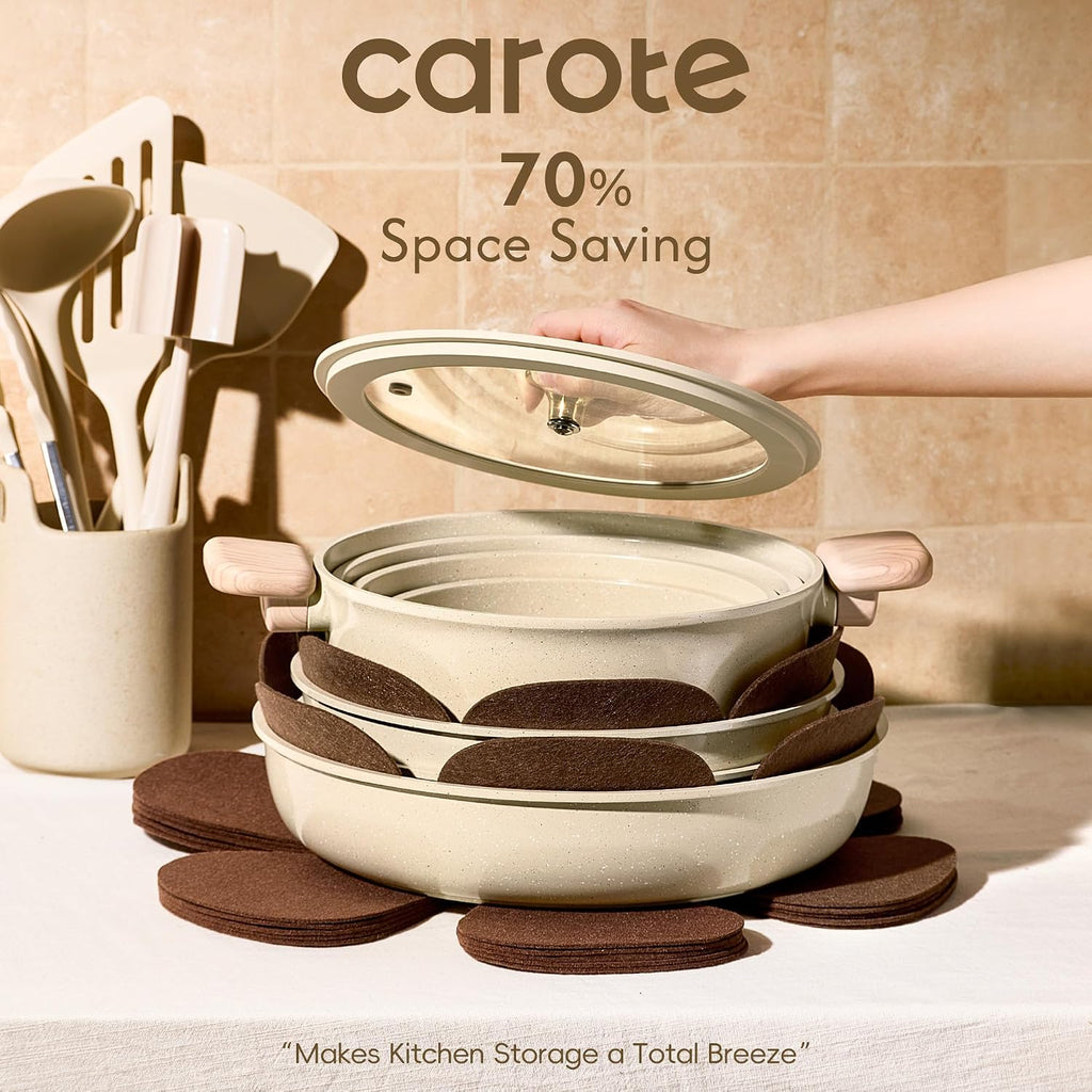 CAROTE Juego de utensilios de cocina de cerámica de 25 piezas, olla...