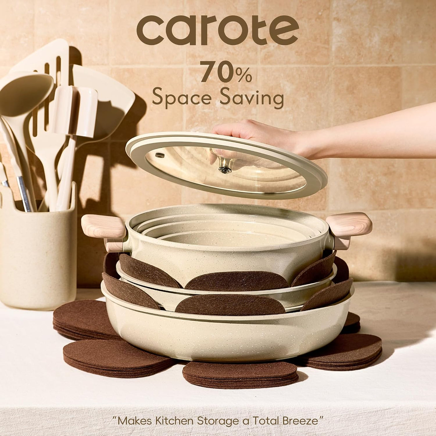 CAROTE Juego de utensilios de cocina de cerámica de 25 piezas, olla...