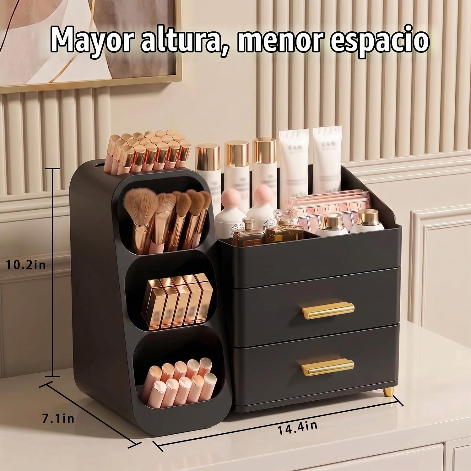 Asdbko Organizador de maquillaje de gran capacidad con soporte para...