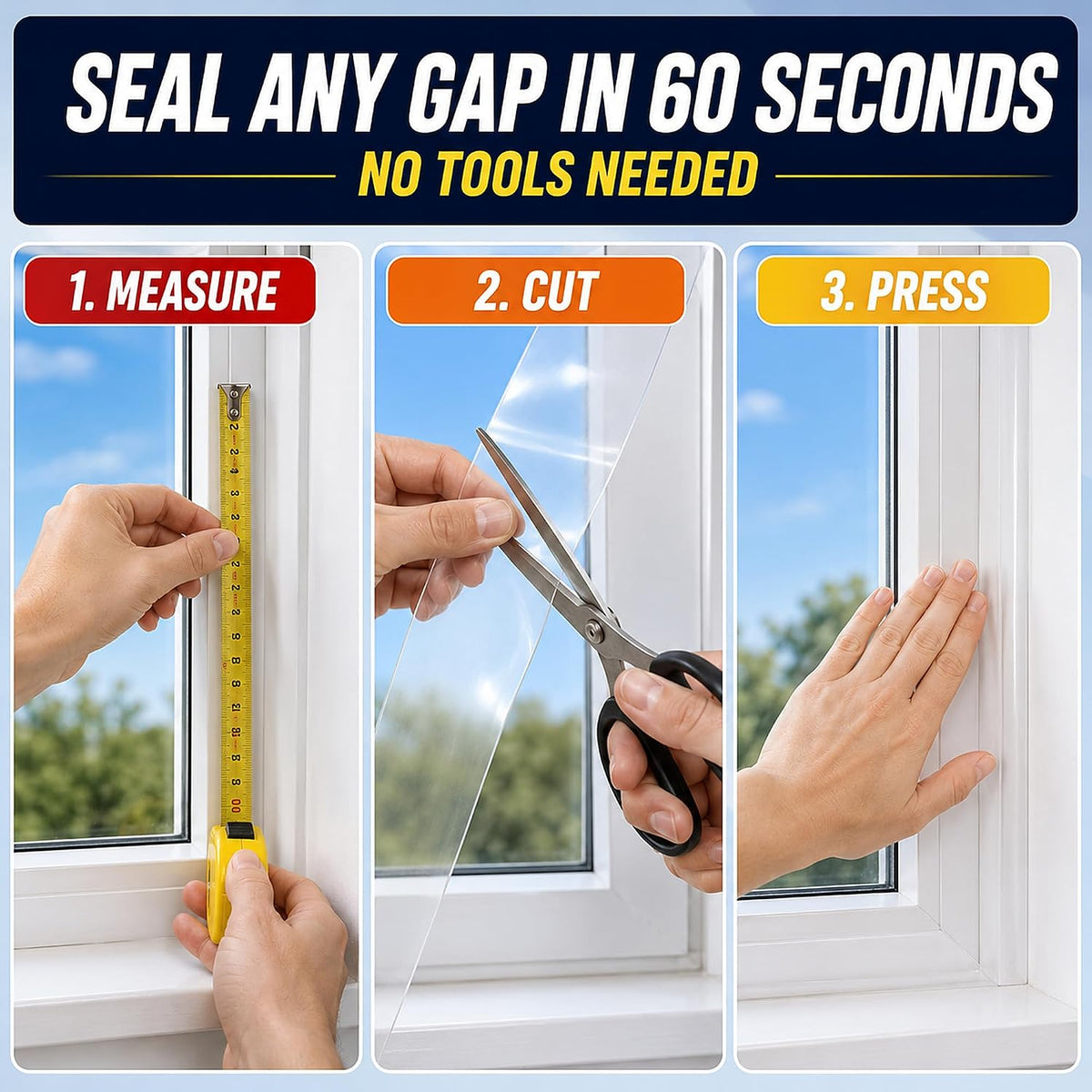 Cinta de sellado para ventanas, 3 pulgadas x 35 yardas (105 pies) -...