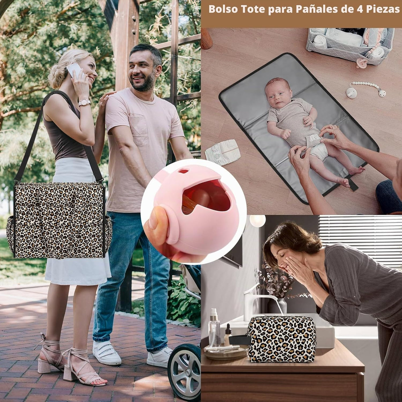 IBFUN Bolso de Pañales para Bebé - Bolso Grande para Bebé 4Pcs con...