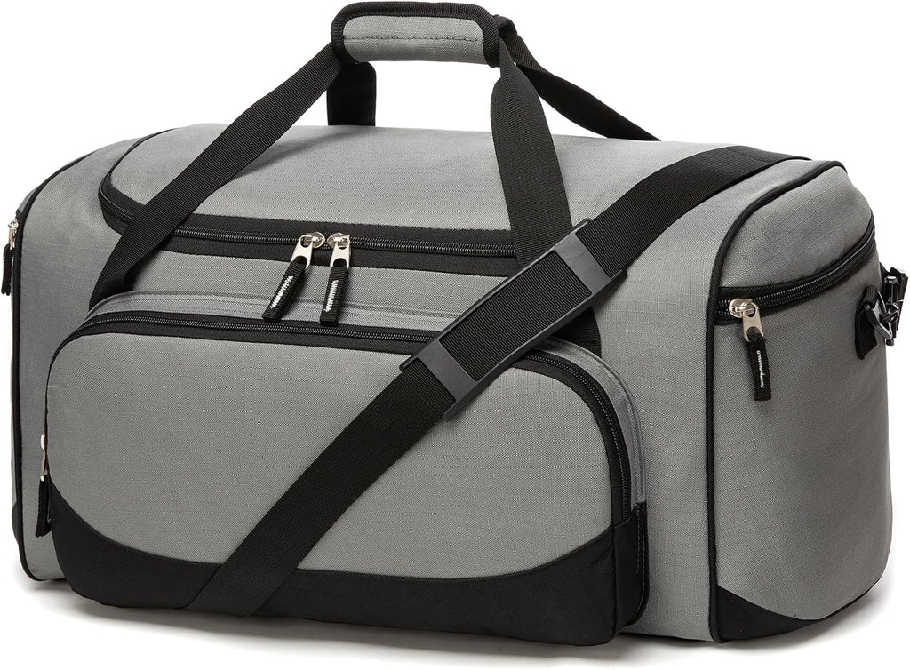 Bolsa de gimnasio, 55 L, duradera, grande, para viajes, entrenamiento, fitness y deporte, Gris, Versátil, deportivo y chic