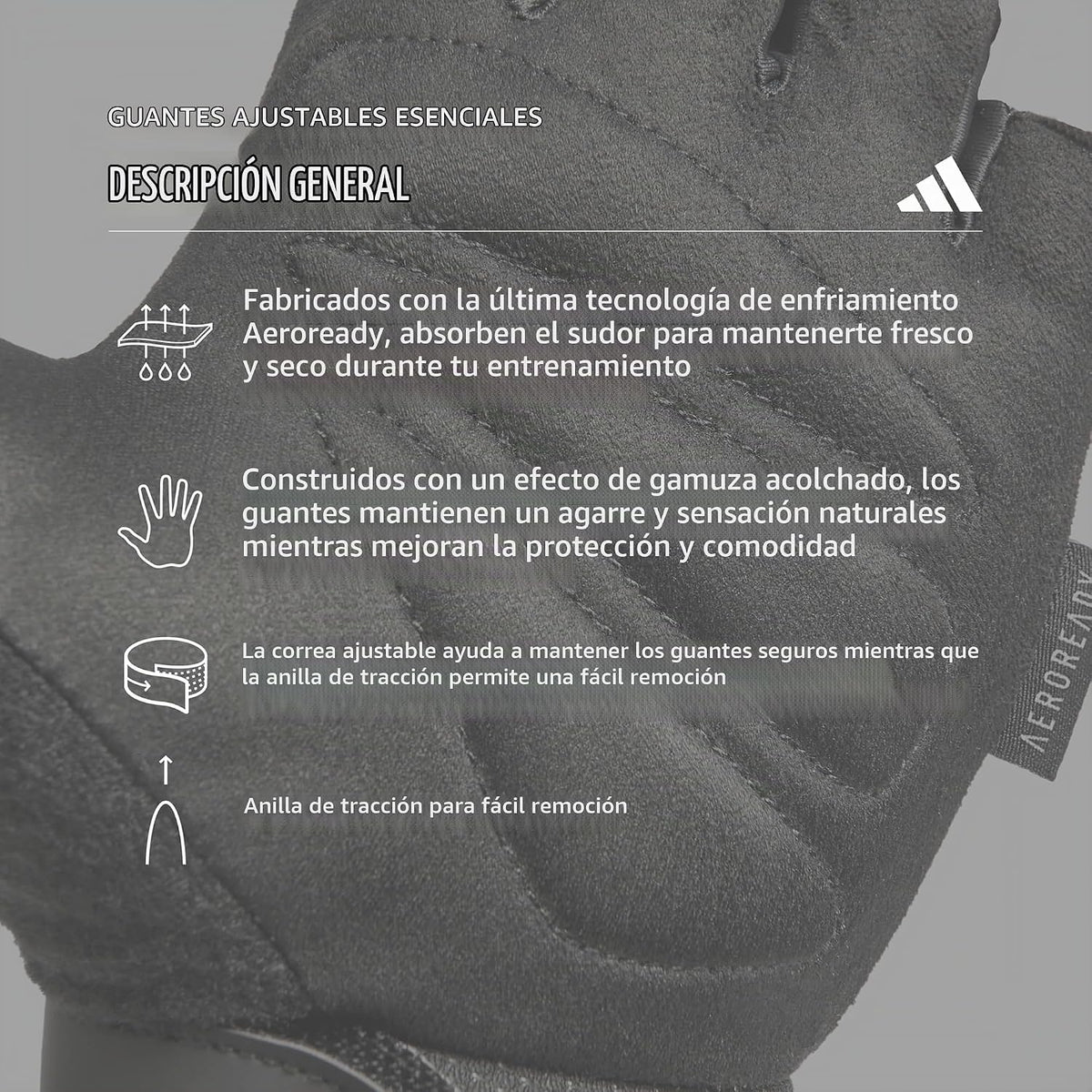 adidas Guantes esenciales de entrenamiento y levantamiento de pesas...