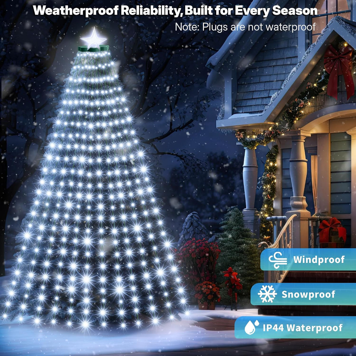 Más de 30 modos de luces de árbol de Navidad recubiertas para inter...