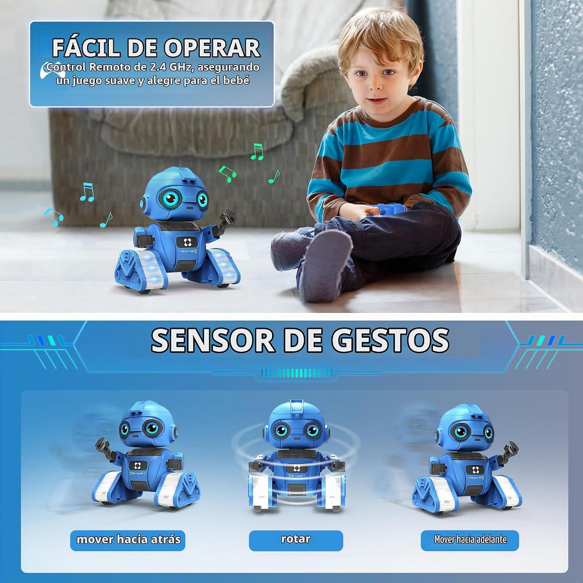 Dzxlin Juguetes robot para niños y niñas, robot recargable de contr...
