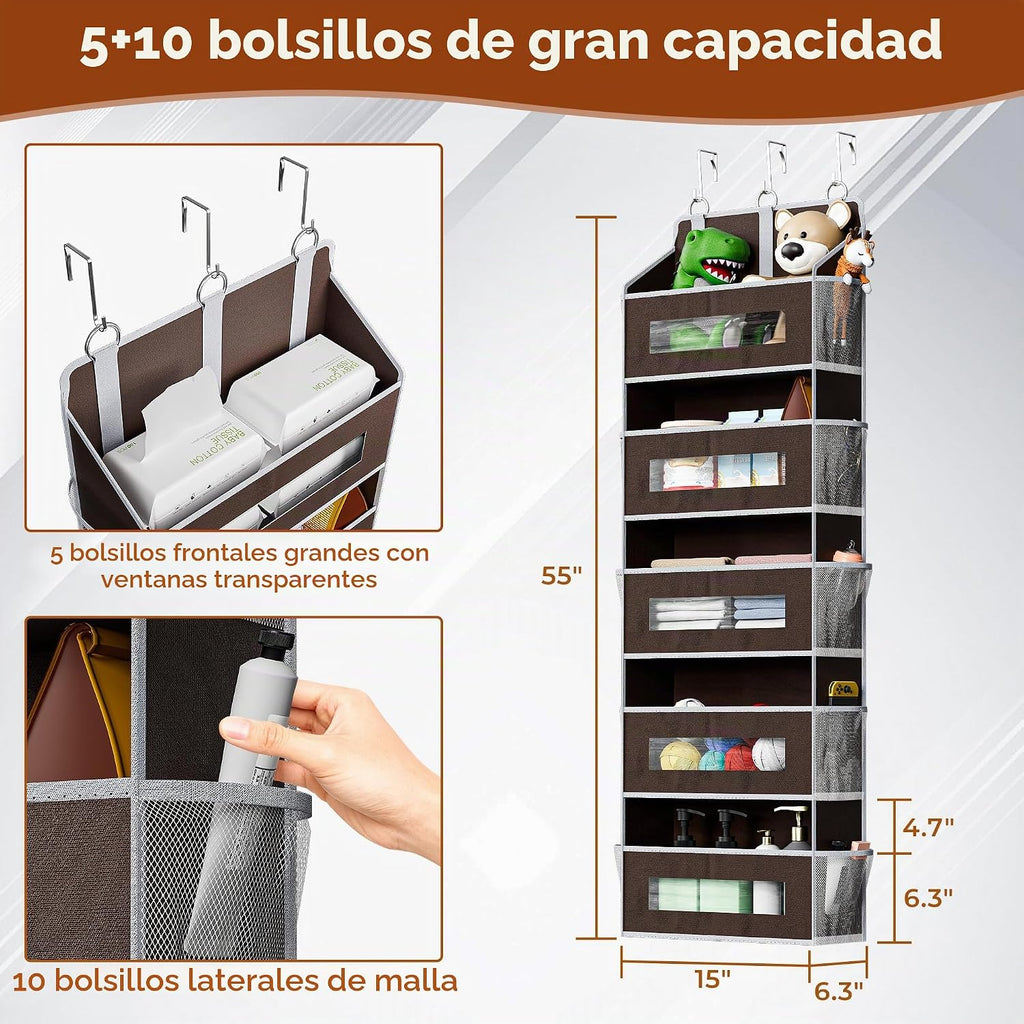 Organizador de almacenamiento de 5 niveles sobre la puerta con 10 b...