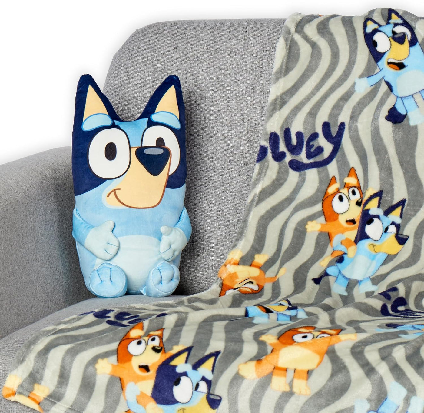 Bluey - Juego de manta y almohada abrazable de felpa, manta de tact...
