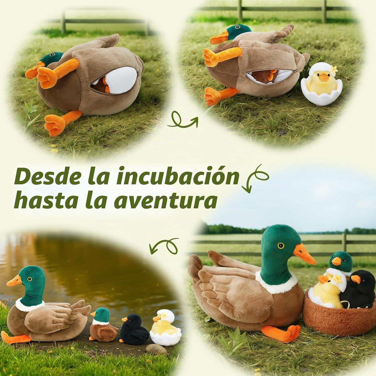 OUOZZZ - Peluches de pato 4 en 1 con un nido de pato | Juguetes de...