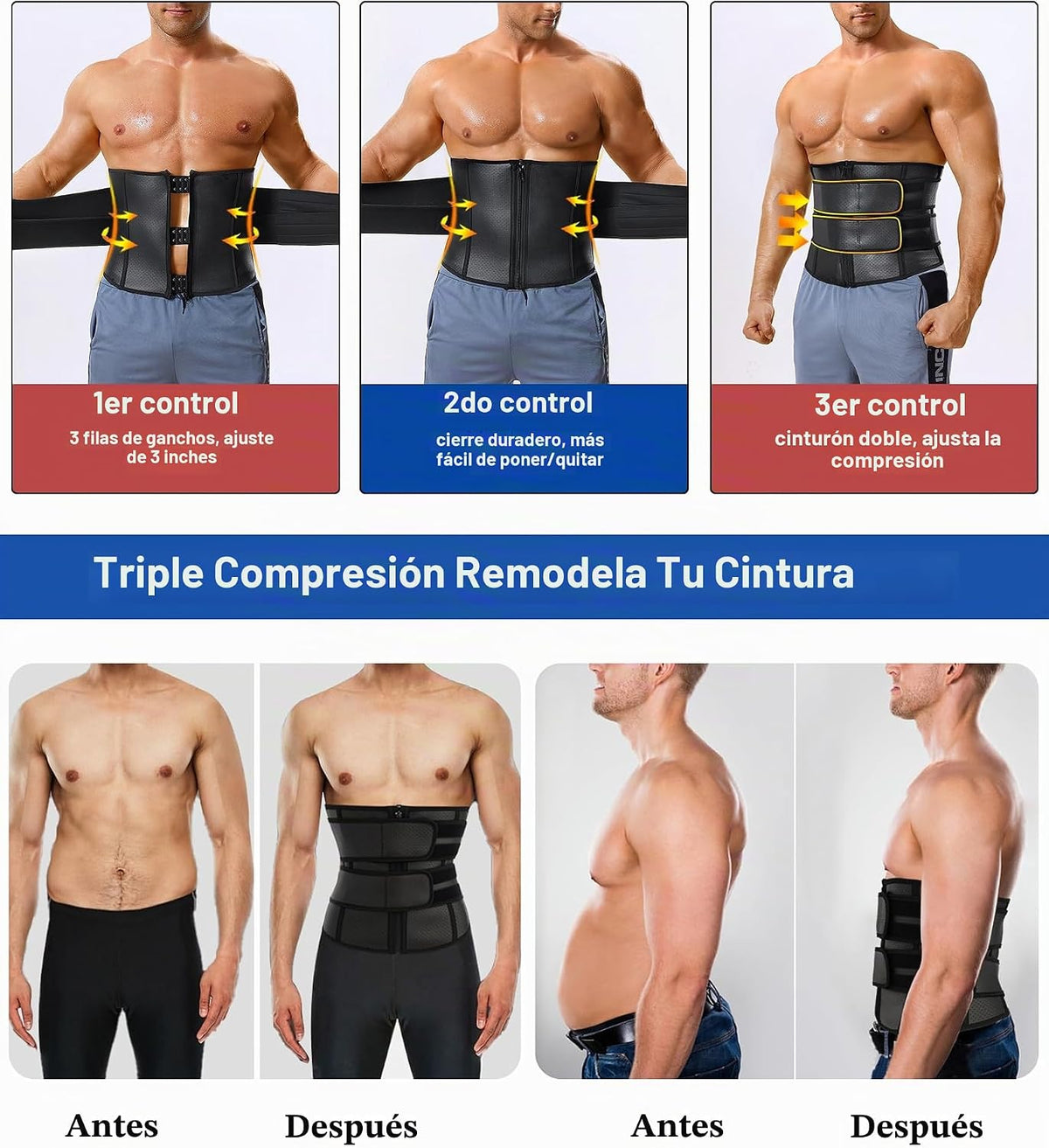 MOLUTAN Entrenador Reductor de Cintura para Hombres Control de Abdo...