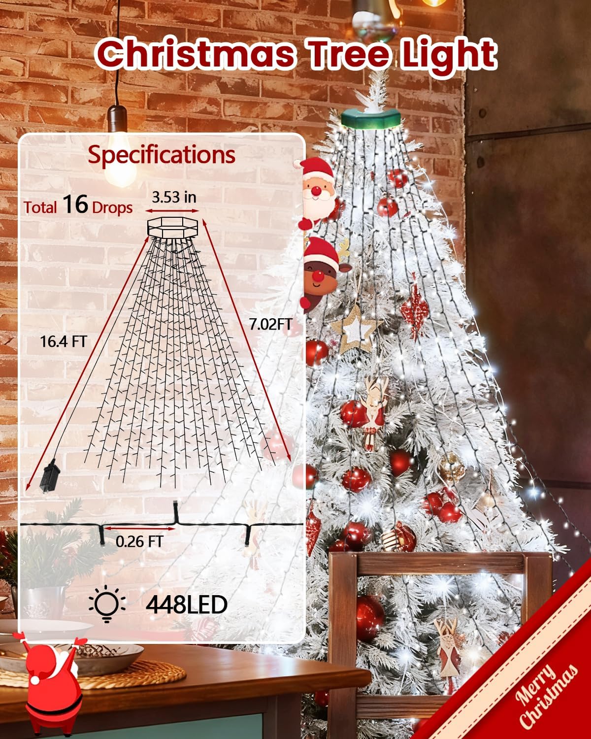 Luces de árbol de Navidad para interiores con control de voz y cont...