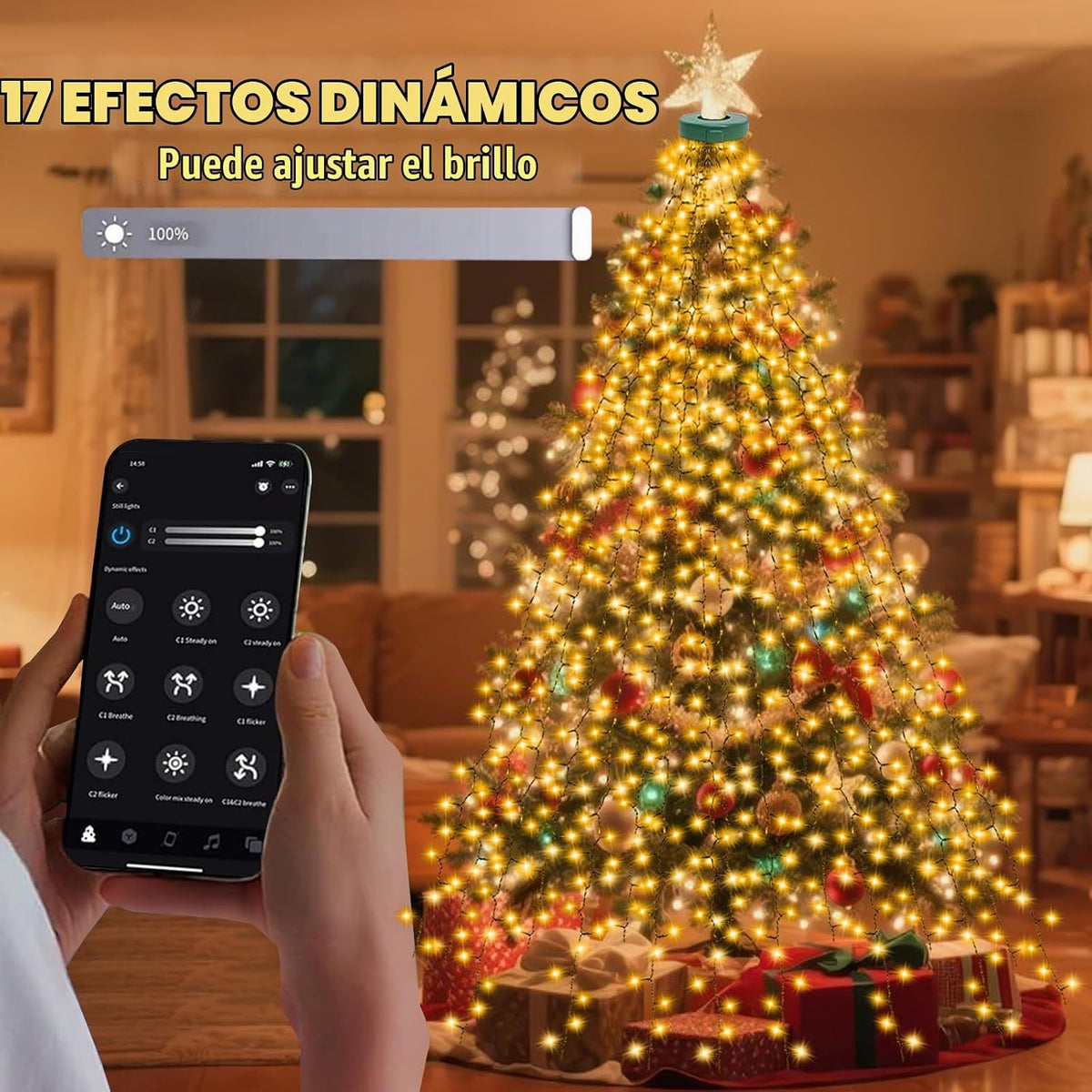 Janplay Luces inteligentes para árbol de Navidad, control por APP,...