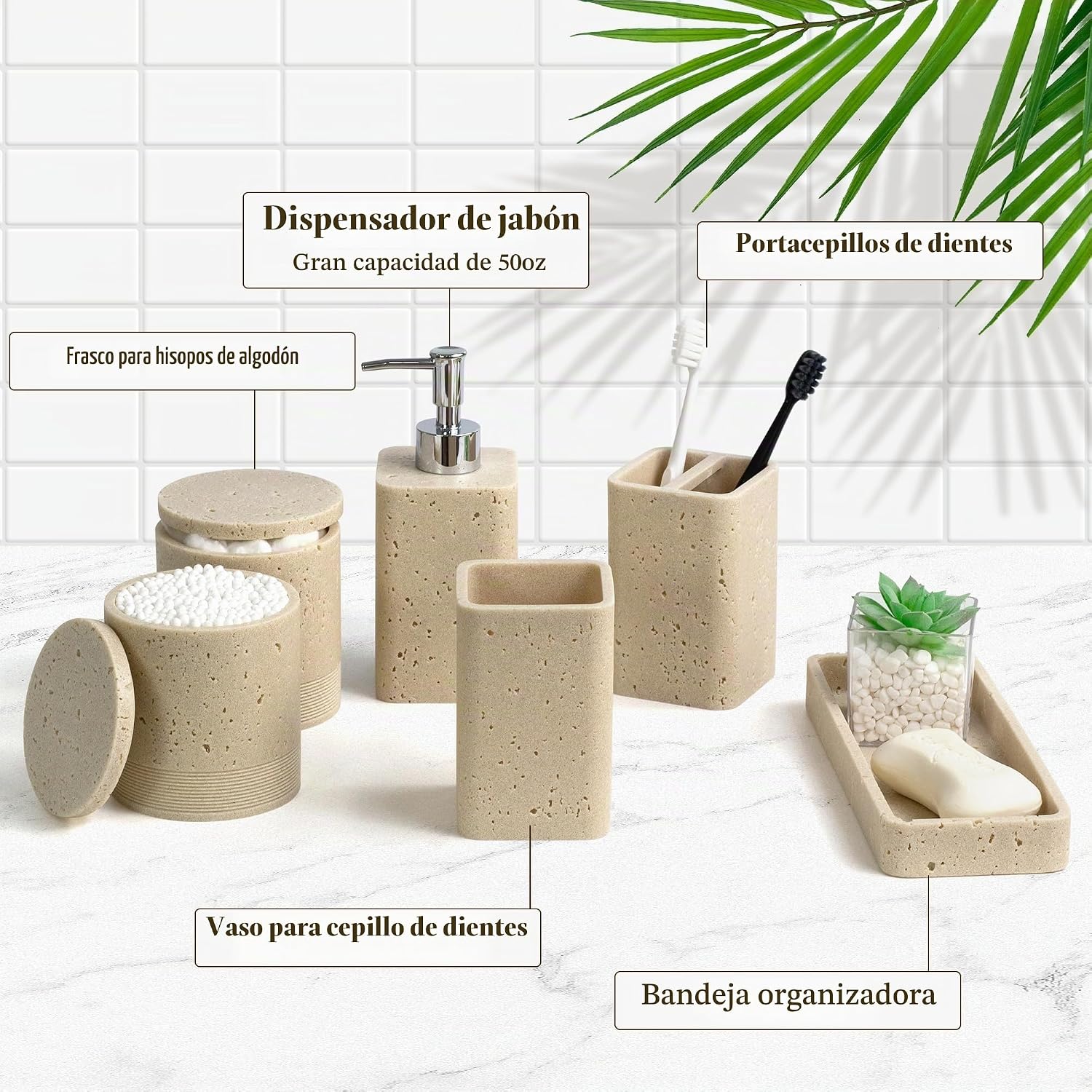 Juego de accesorios de baño, juego de baño de 6 piezas con soportes...