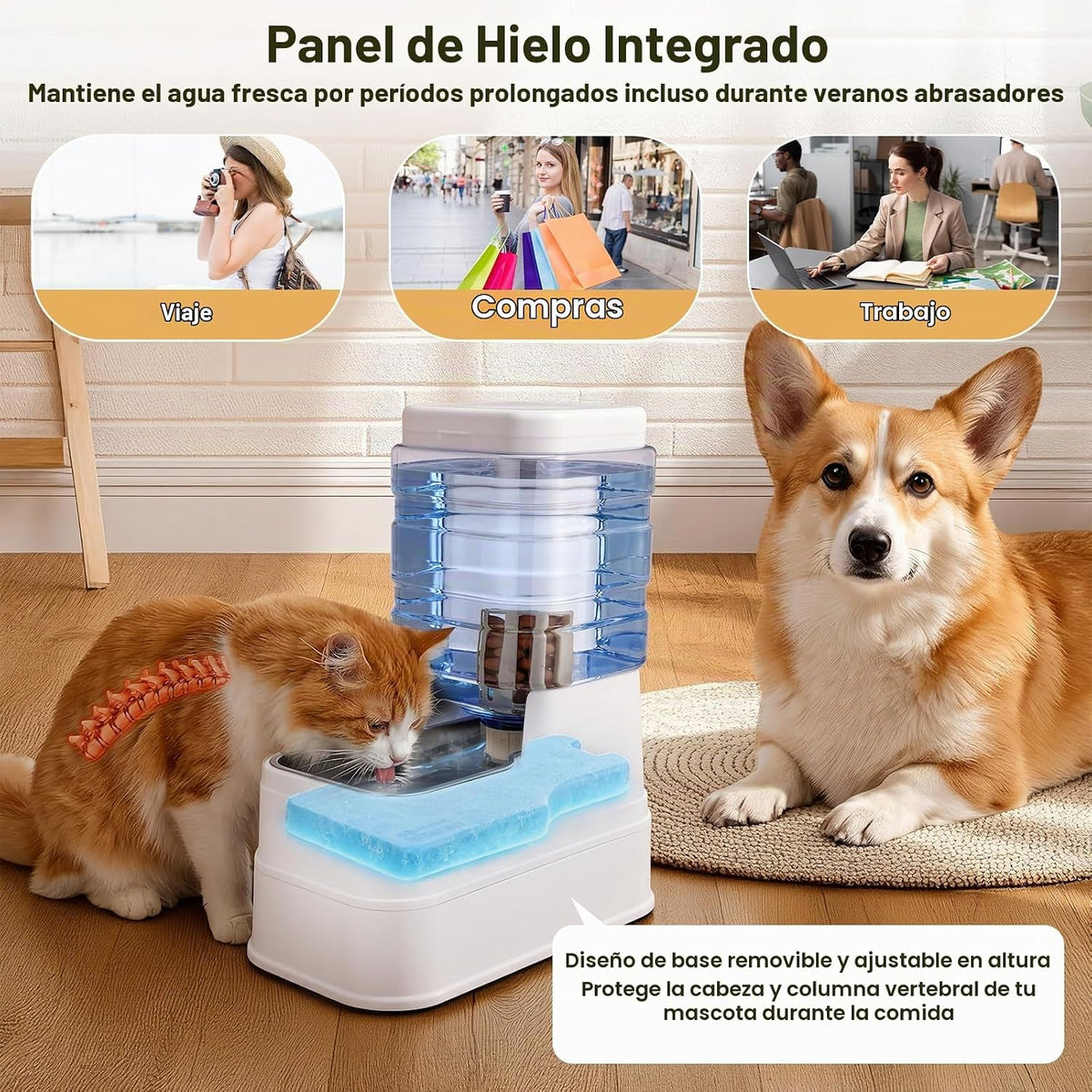 Paquete de 2 alimentadores automáticos para gatos y dispensador de...