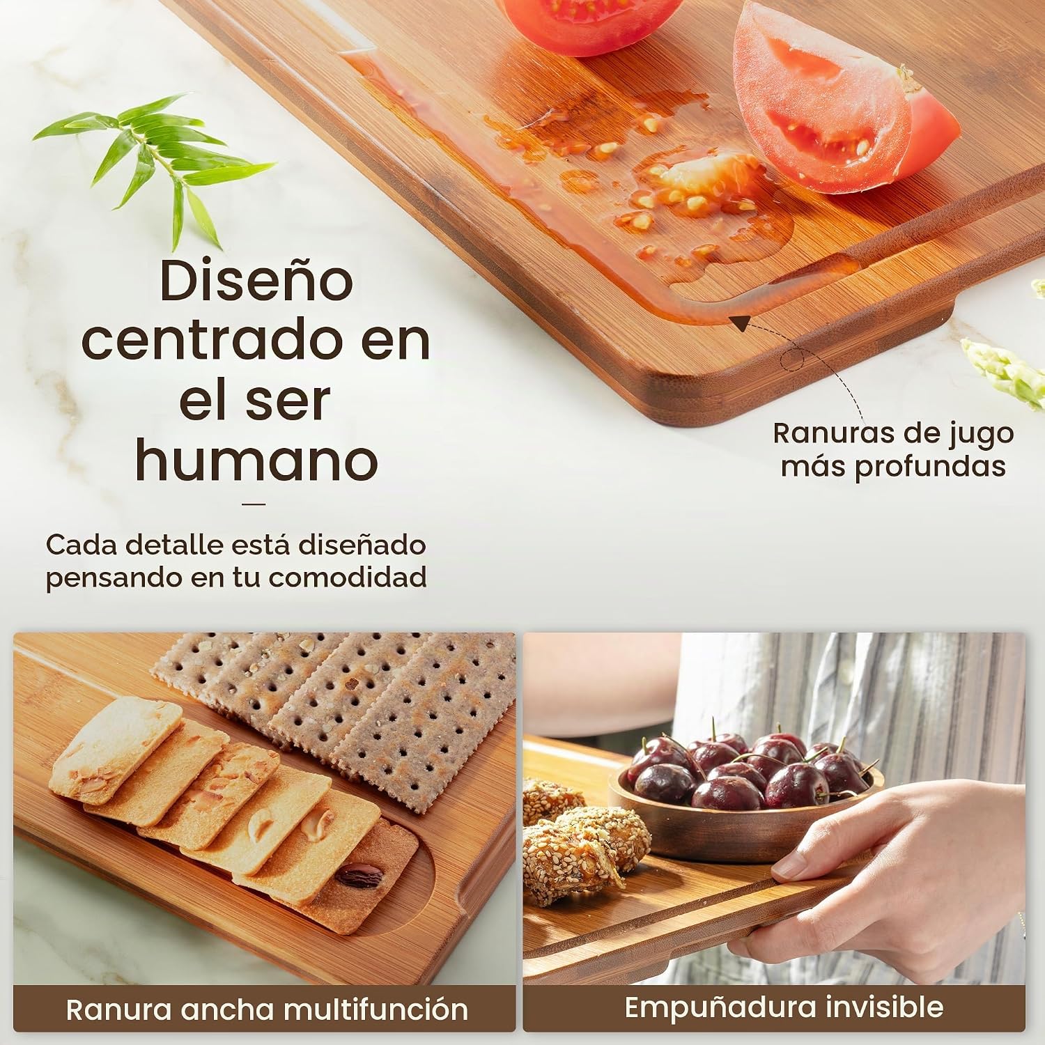 Astercook Tablas de cortar de bambú carbonizado profundo | Tablas d...
