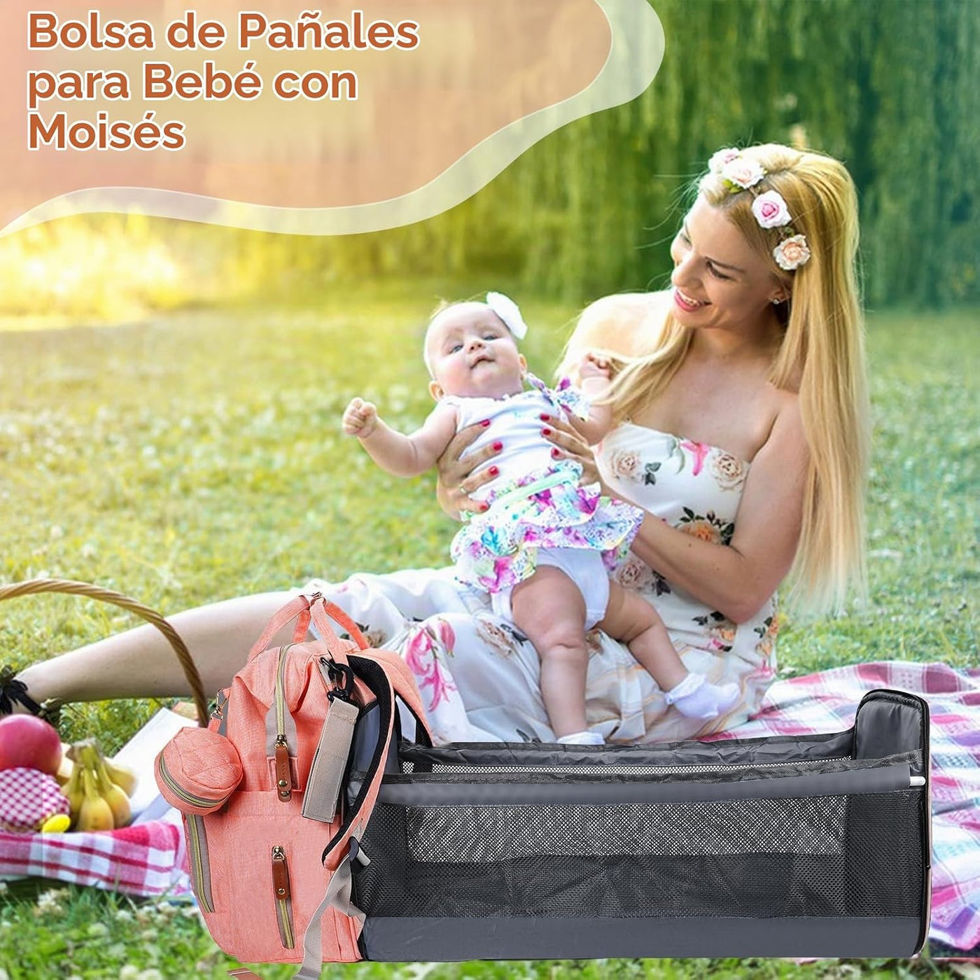 GurZinn Mochila para pañales con cambiador portátil, mochila multif...