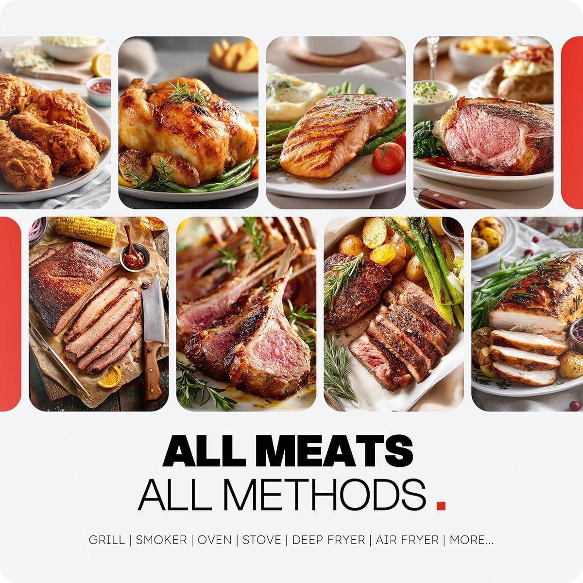 Termómetro digital inalámbrico para carne con Bluetooth, lectura in...