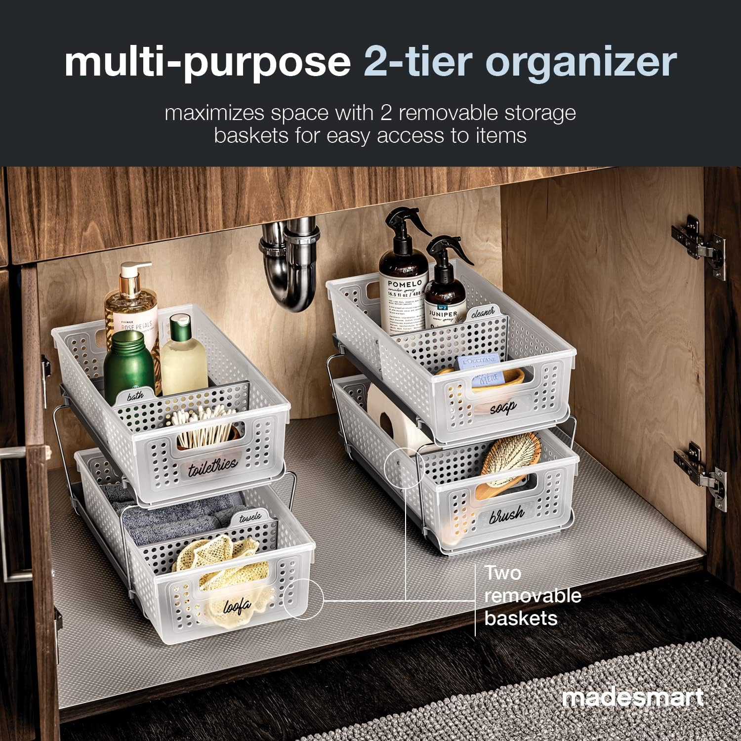 madesmart organizador de dos estantes c\/divisores 2 W | contenedor...