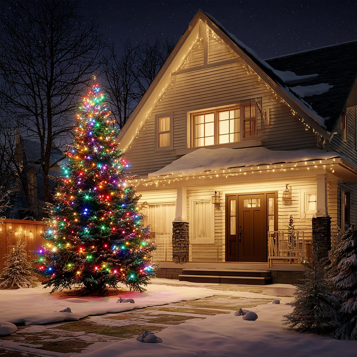 TW SHINE Luces de Navidad, 600 LED de 196 pies de cadena de luces n...