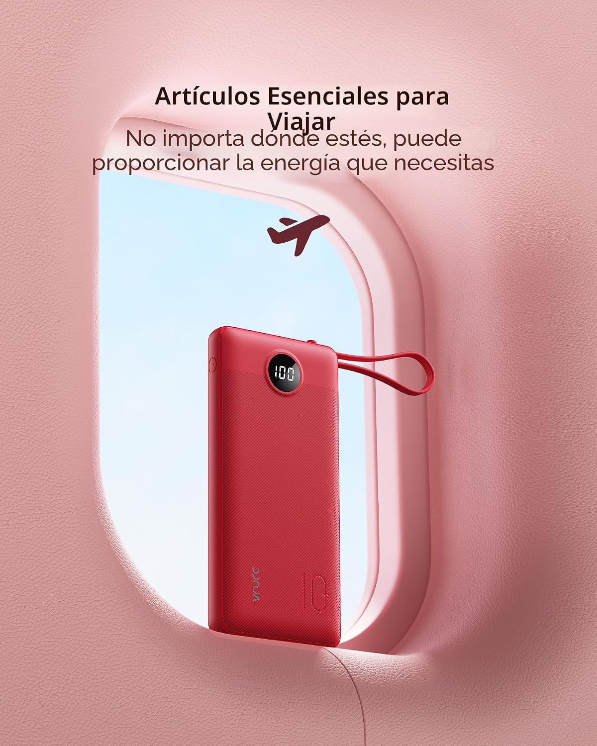 Cargador portátil VRURC, 4 cables integrados y banco de energía con...