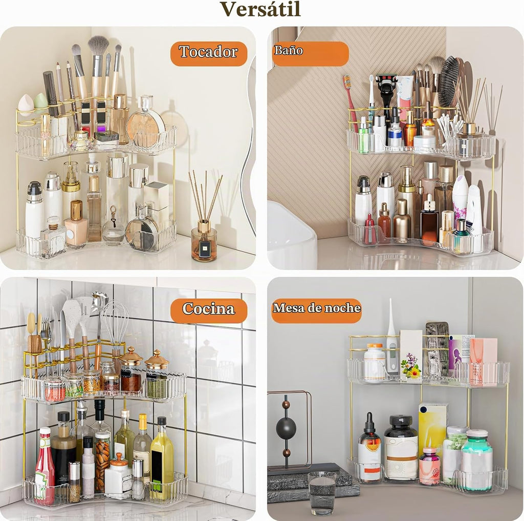 Webetop Organizador de esquina para maquillaje para tocador, organi...
