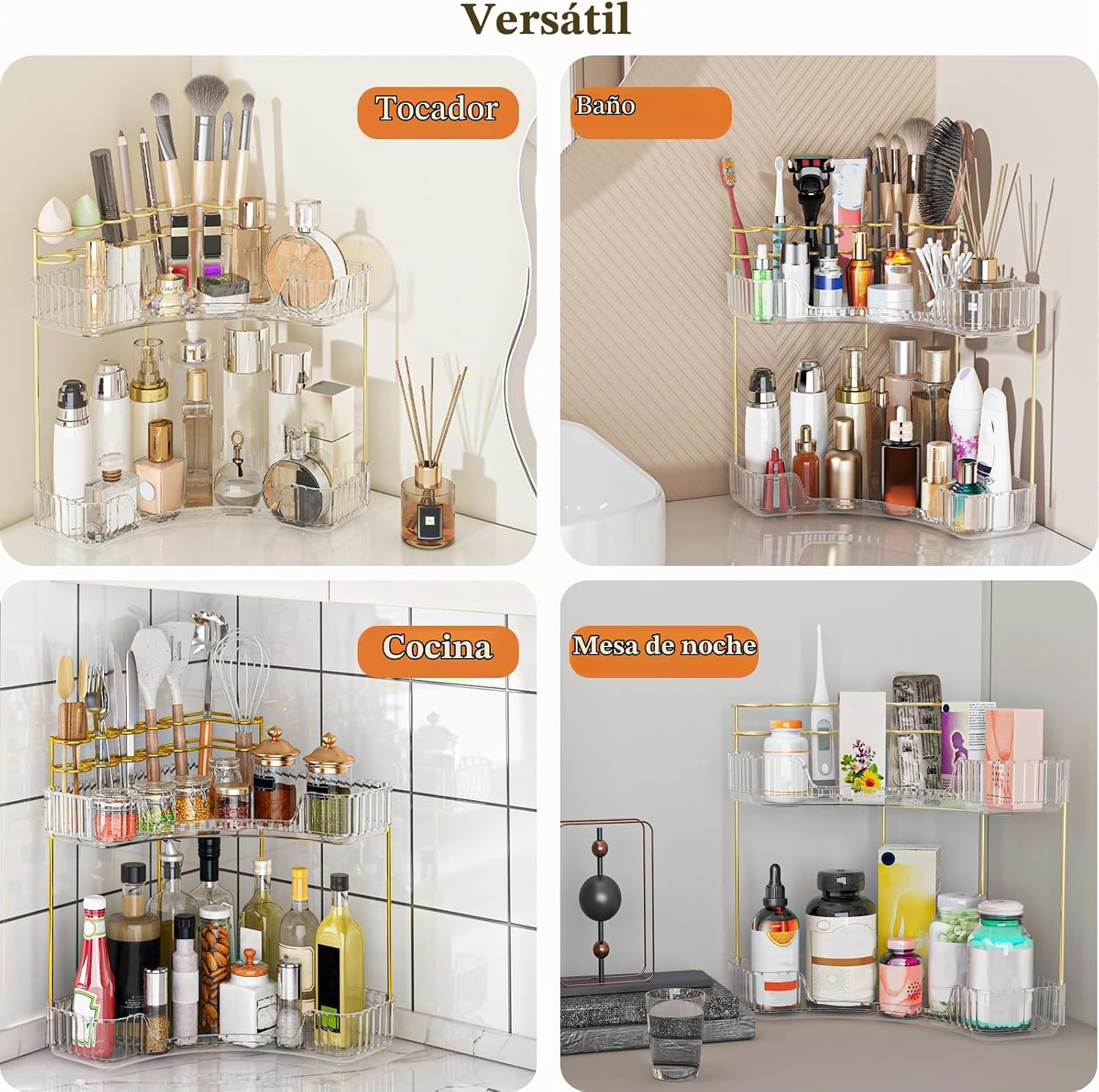 Webetop Organizador de esquina para maquillaje para tocador, organi...