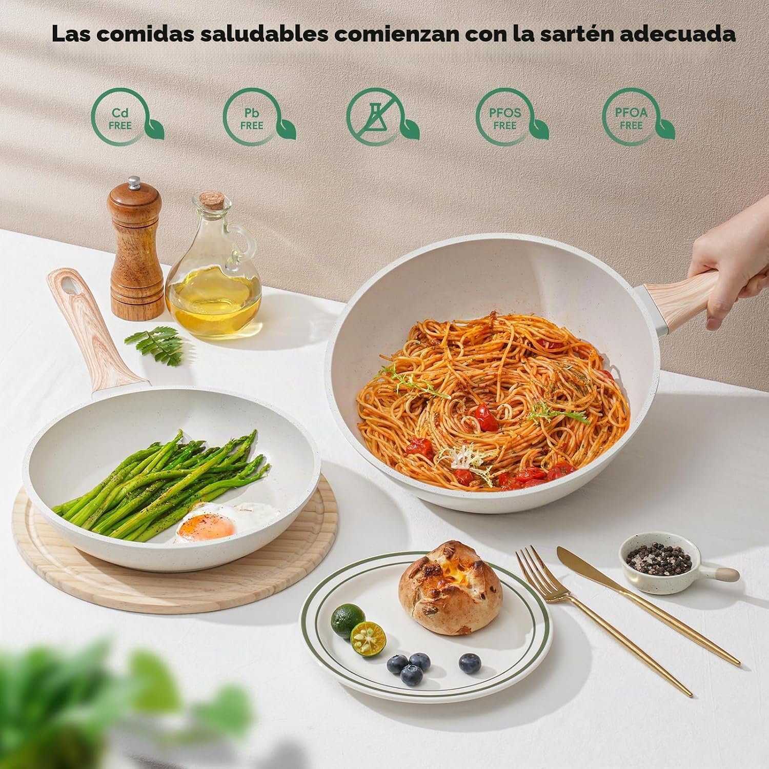 SODAY Juego de ollas y sartenes antiadherentes, 13 piezas de utensi...