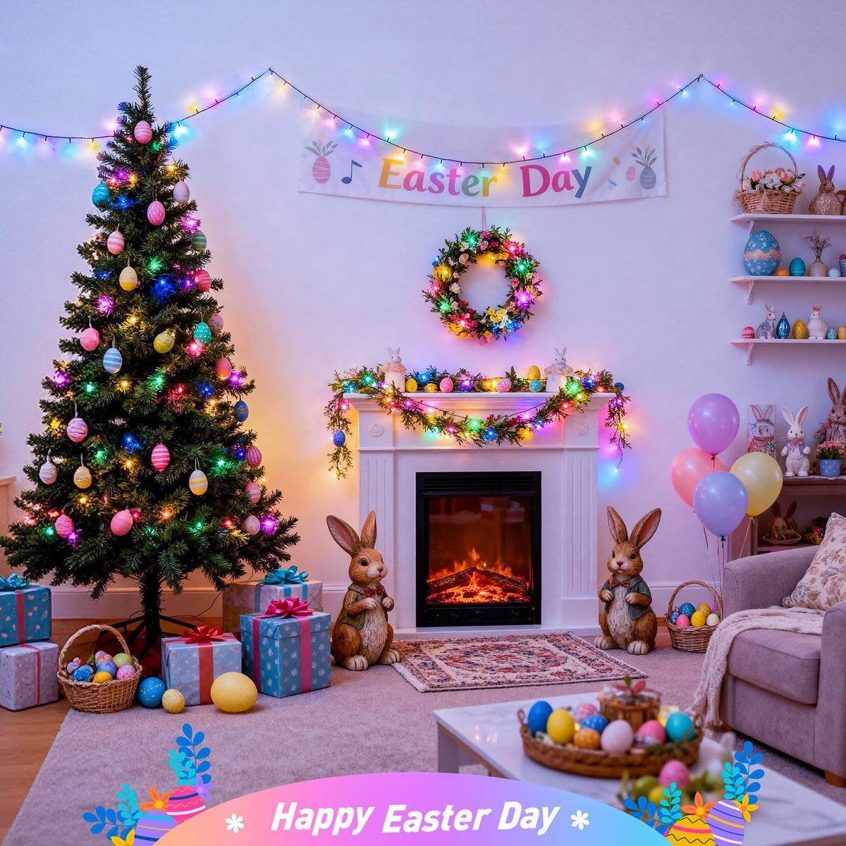 JMEXSUSS 250 luces LED de Pascua para interiores y exteriores, tira...