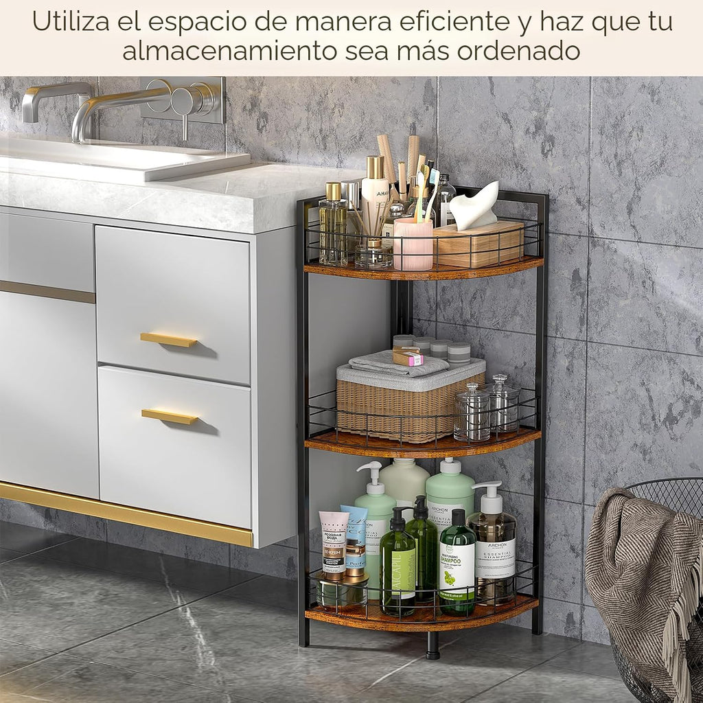 DAOUTIME Estante de pie para baño, soporte de esquina de 3 niveles,...
