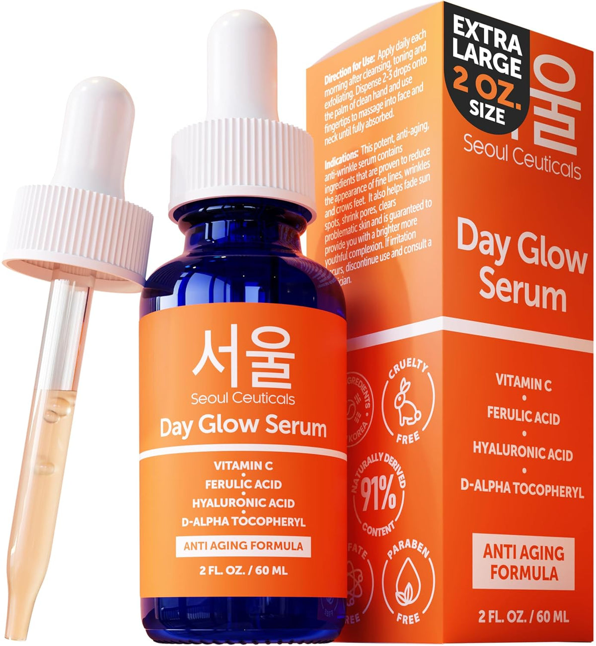 SeoulCeuticals Suero coreano con 20% de vitamina C para rostro + CE...