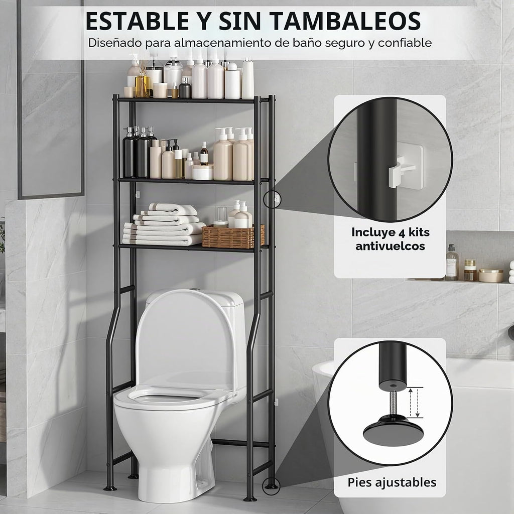 ASCENREST Almacenamiento de inodoro de 3 niveles, antipunta, 64 pul...