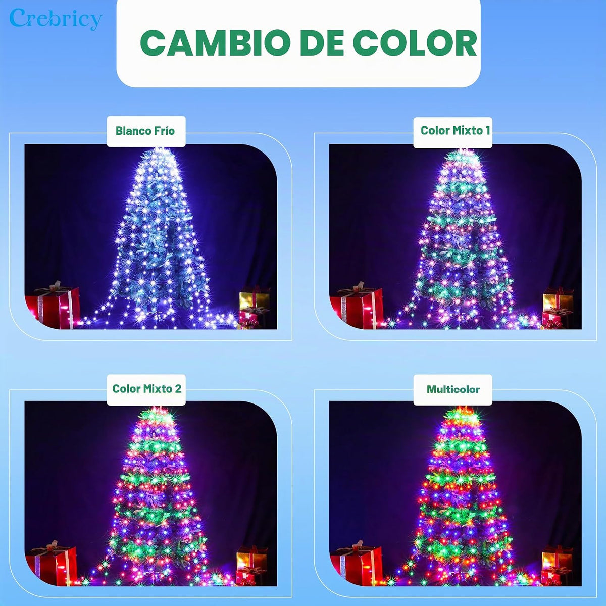 Anillo de 30 modos de luces para árbol de Navidad para interiores y...