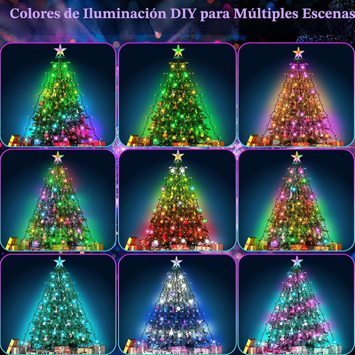 Luces inteligentes para el día de San Valentín con estrella superio...