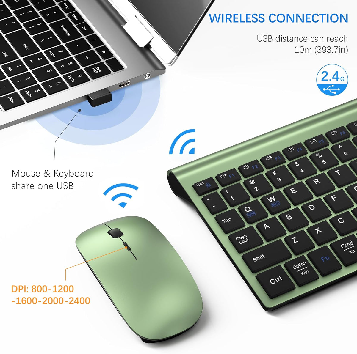 Combo de teclado y ratón inalámbricos ultra delgado con sistema dua...