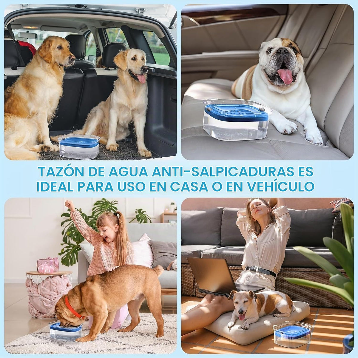 AONKEY Cuenco de agua para perros sin derrames de 3 litros con disc...
