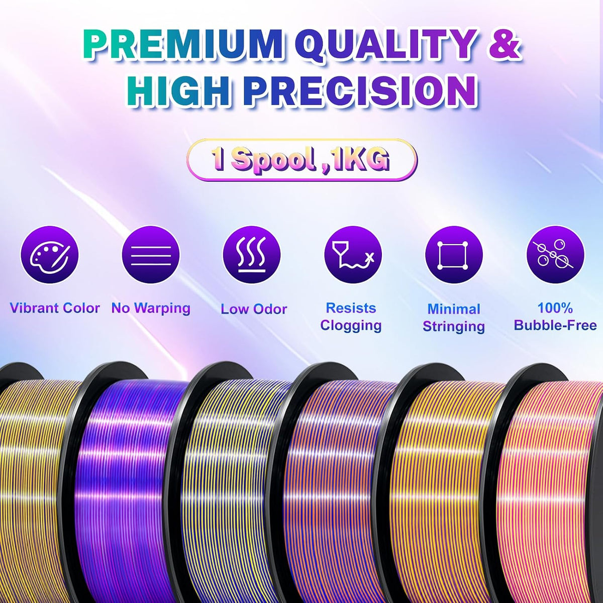 Colourbing Filamento para impresora 3D PLA + de seda tricolor de 0....