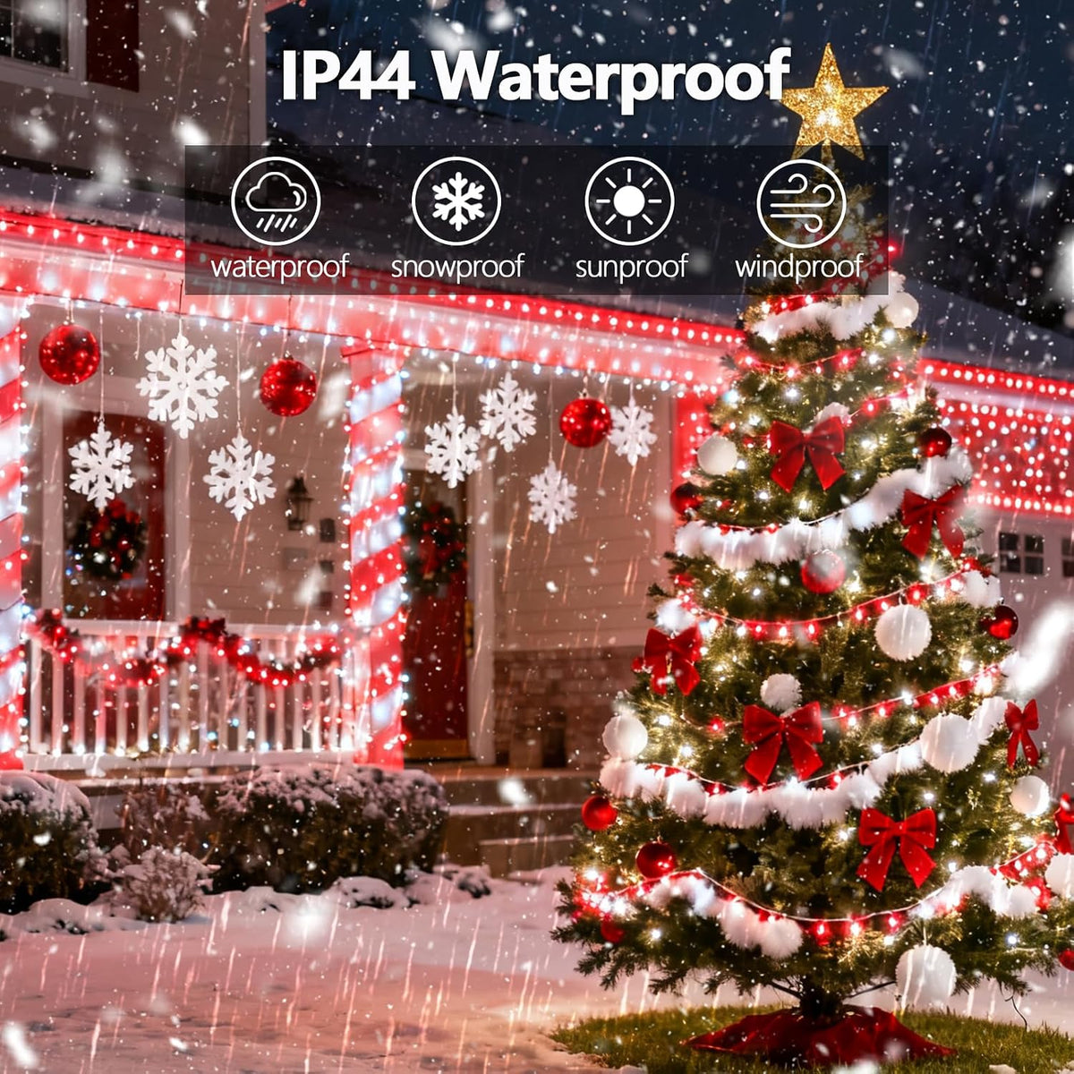Tira de luces de Navidad con control por voz, 88 pies, 240 LED, con...