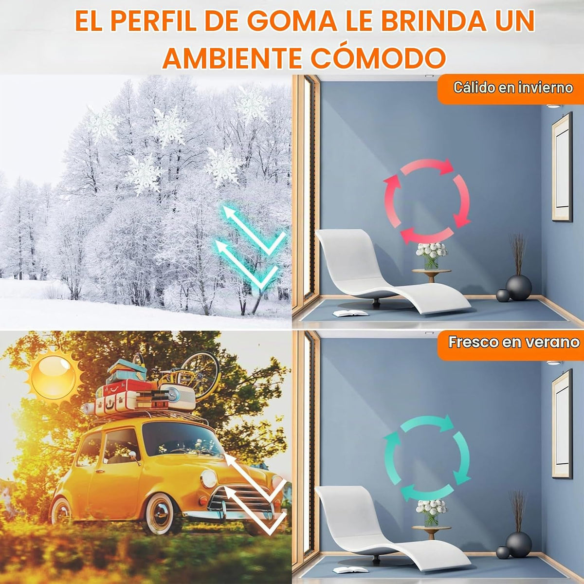 Storystore Burlete para puertas y ventanas de 6.1 m, sello de puert...