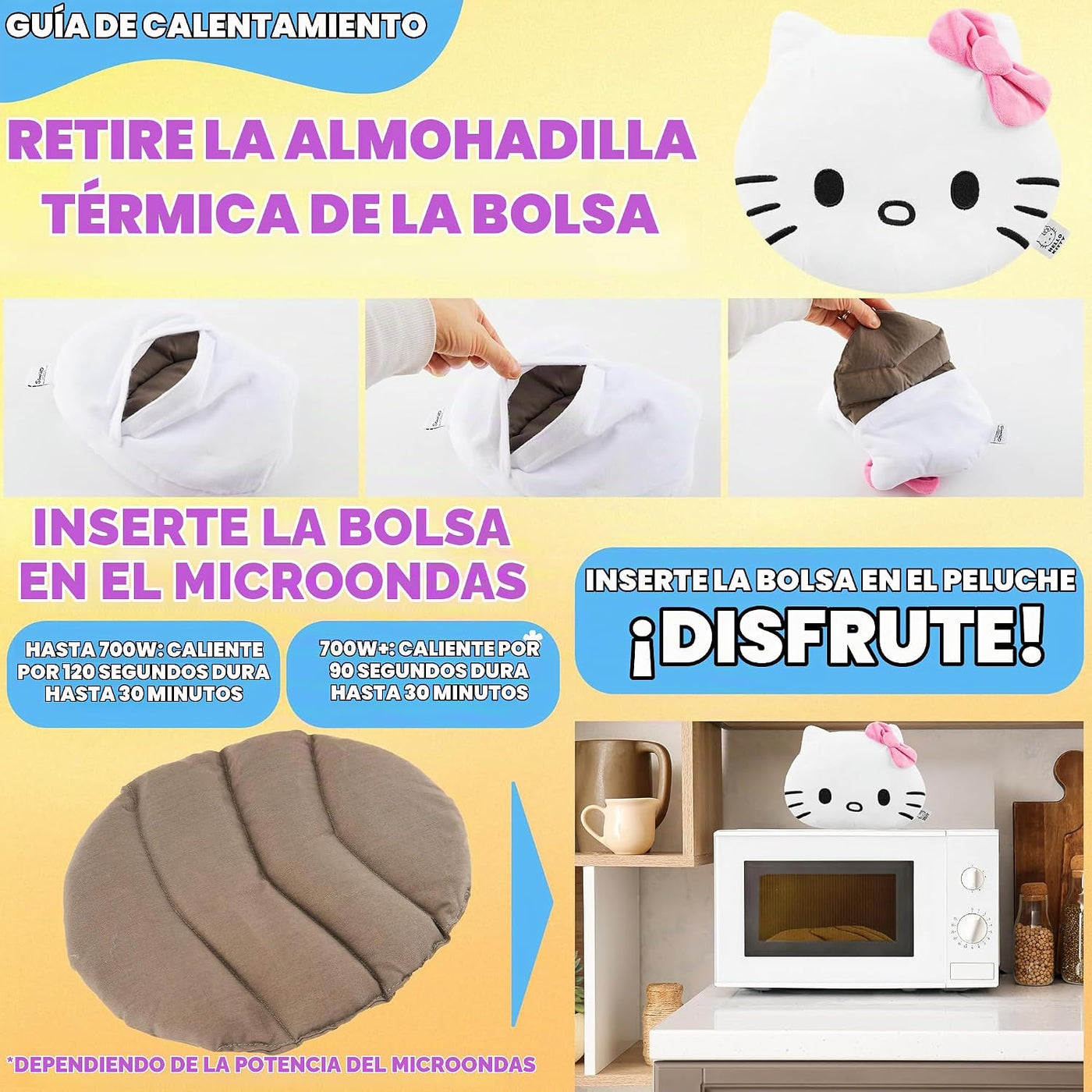 Hello Kitty Sanrio - Almohadilla térmica para microondas para cuell...