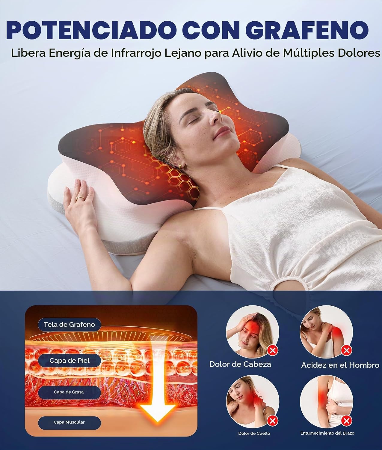 Almohada cervical para el cuello ultra alivio del dolor para dormir...