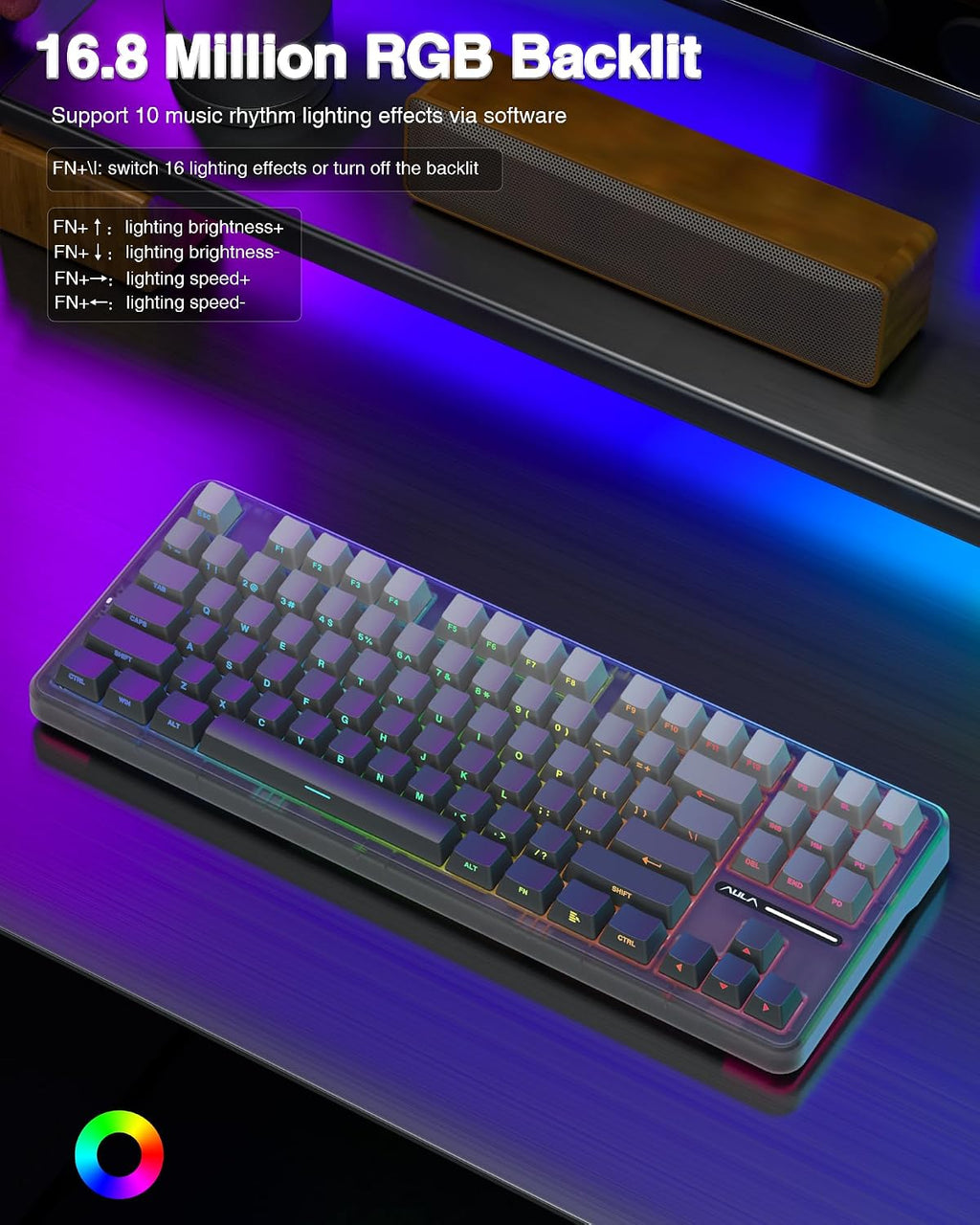 Teclado mecánico inalámbrico AULA F87 Pro, teclado personalizado in...