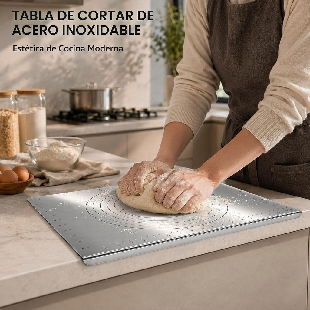 Guplai Tabla de cortar de acero inoxidable 304 con borde para cocin...