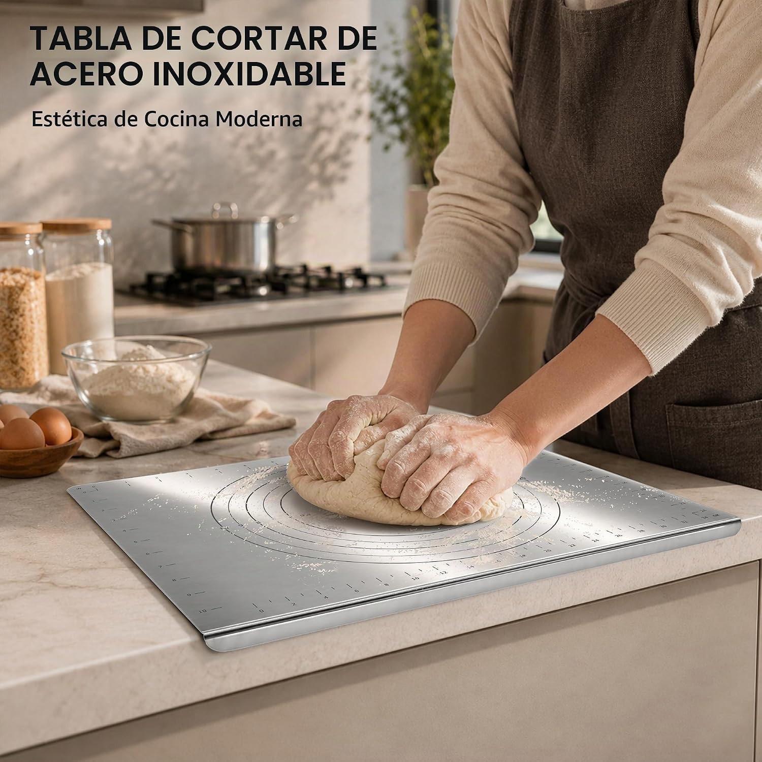 Guplai Tabla de cortar de acero inoxidable 304 con borde para cocin...