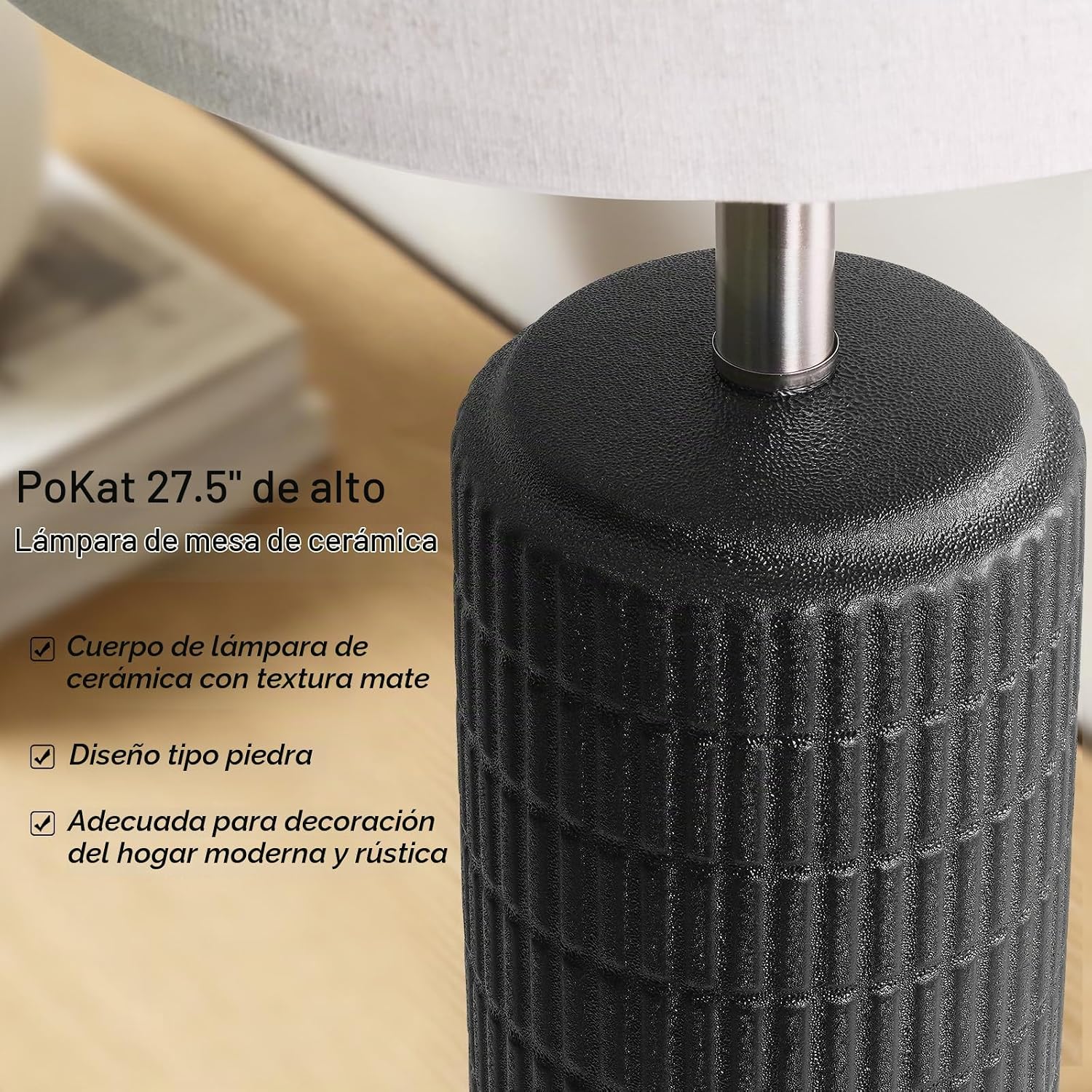 PoKat Juego de 2 lámparas de mesa de 27.5 pulgadas de alto para sal...