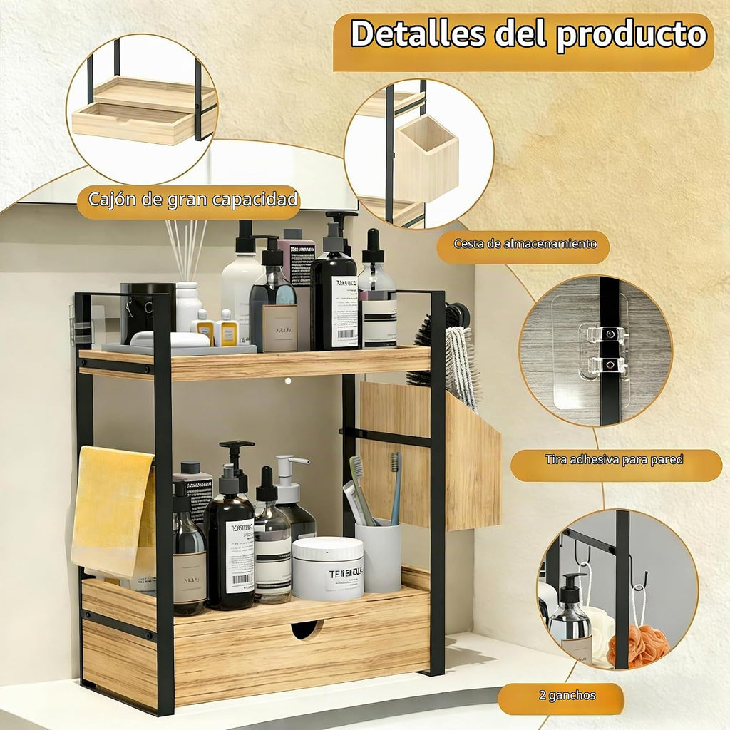 Organizadores de mostrador de baño de 2 niveles y almacenamiento, o...