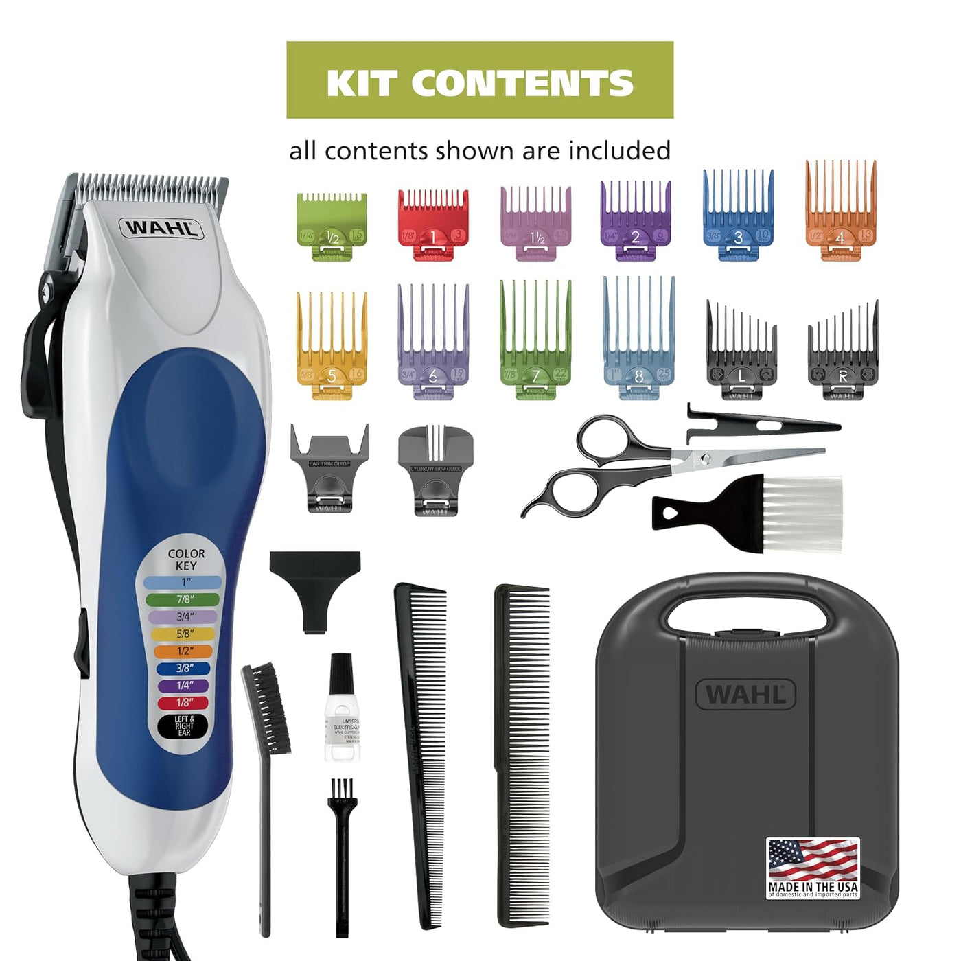Juego de rasuradora de cabello completo Wahl Color Pro con accesori...