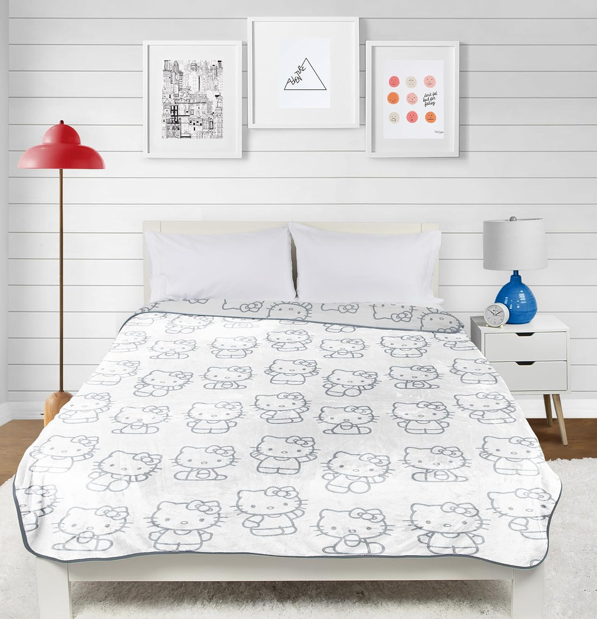 Manta de felpa de gatitos blancos de Hello Kitty, mide 60 x 90 pulg...