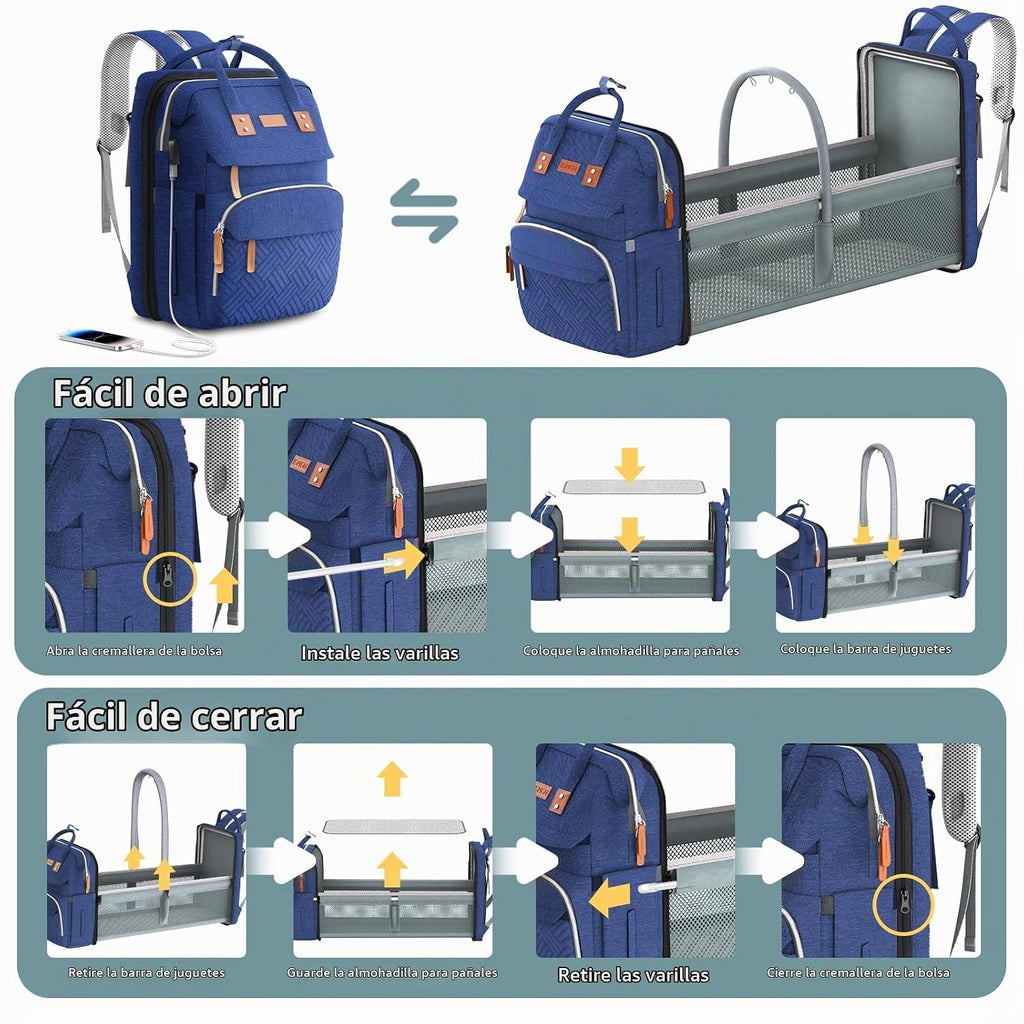 ISMGN - Mochila para pañales con cambiador, bolsa de bebé para mamá...