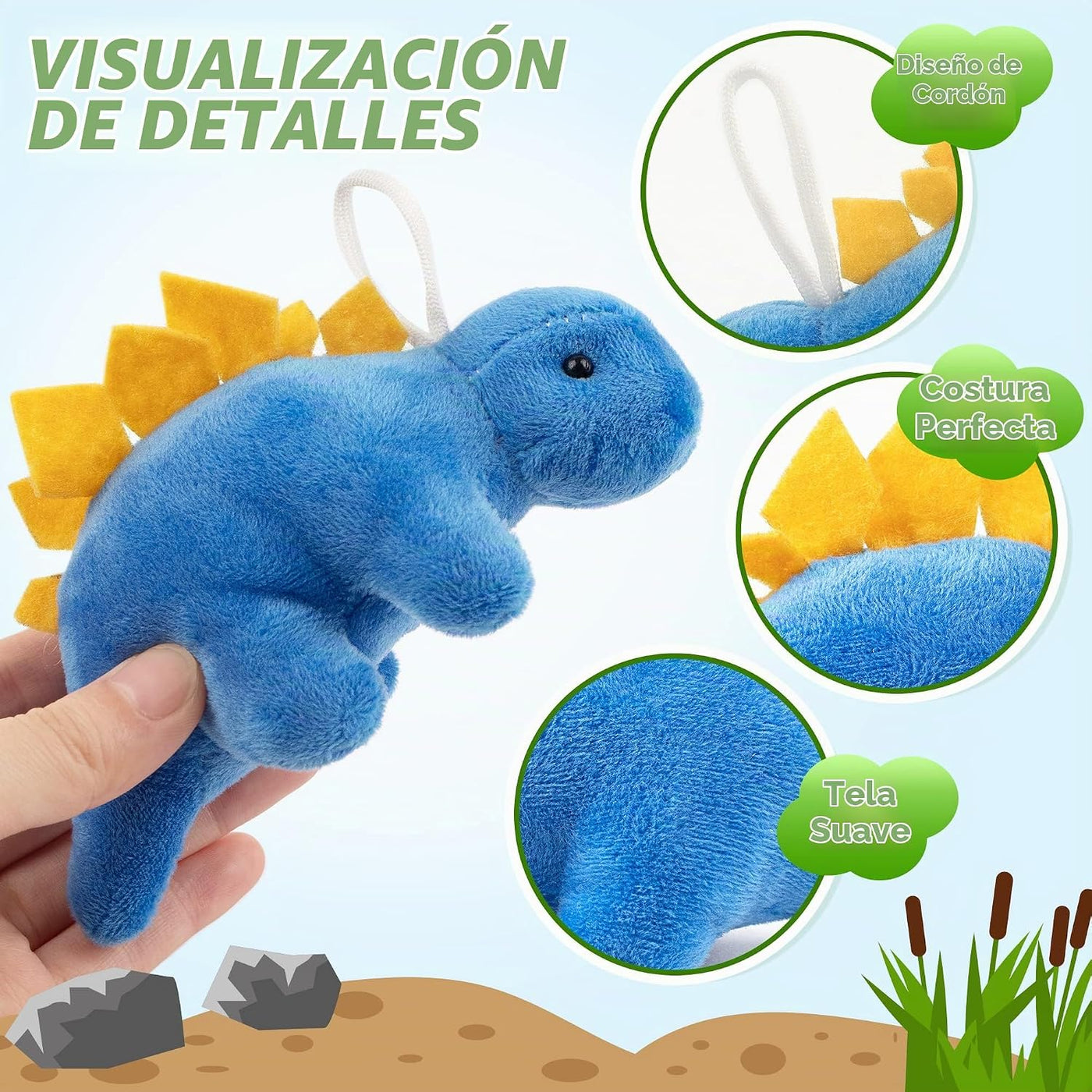 Mocoosy Juego de animales de peluche de dinosaurio pequeño, paquete...