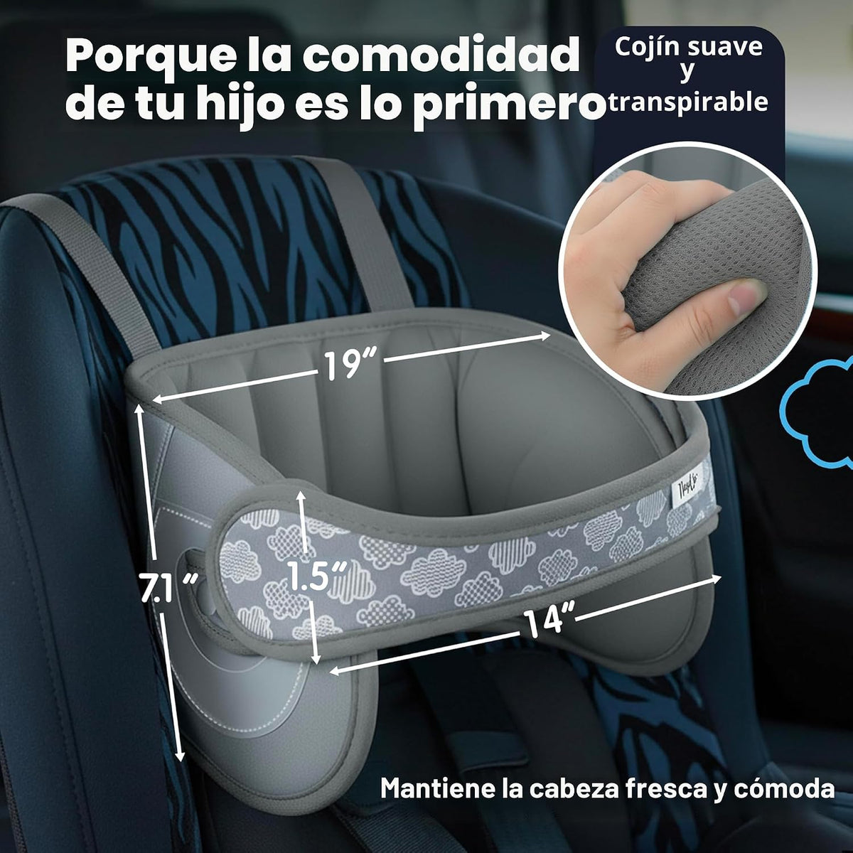 NapUp Soporte de cabeza de asiento de coche para niños pequeños - S...